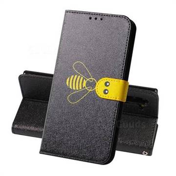 Silk Texture Bee Pattern Leather Phone Case for Samsung Galaxy Note 10 (6.28 inch) / Note10 5G - Black