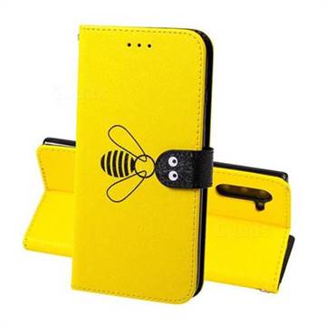 Silk Texture Bee Pattern Leather Phone Case for Samsung Galaxy Note 10 (6.28 inch) / Note10 5G - Yellow