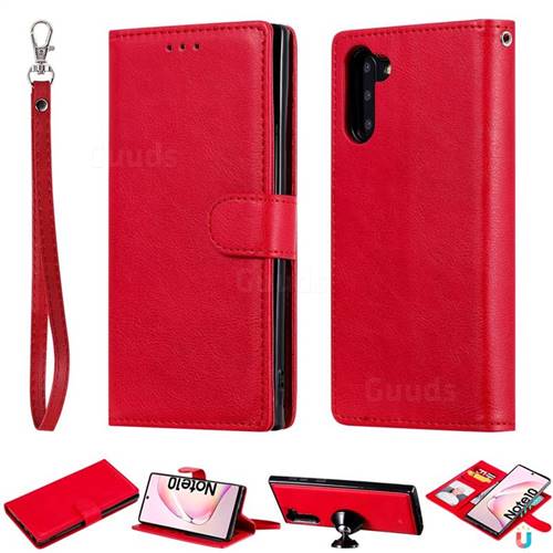 Retro Greek Detachable Magnetic PU Leather Wallet Phone Case for Samsung Galaxy Note 10 (6.28 inch) / Note10 5G - Red