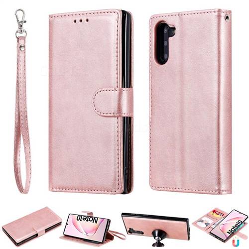 Retro Greek Detachable Magnetic PU Leather Wallet Phone Case for Samsung Galaxy Note 10 (6.28 inch) / Note10 5G - Rose Gold