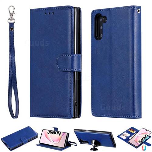 Retro Greek Detachable Magnetic PU Leather Wallet Phone Case for Samsung Galaxy Note 10 (6.28 inch) / Note10 5G - Blue
