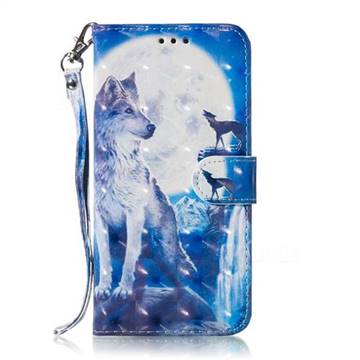 Ice Wolf 3d Painted Leather Wallet Phone Case For Samsung Galaxy Note 