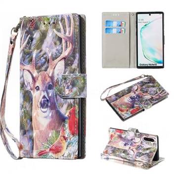 Elk Deer 3D Painted Leather Wallet Phone Case for Samsung Galaxy Note 10 (6.28 inch) / Note10 5G