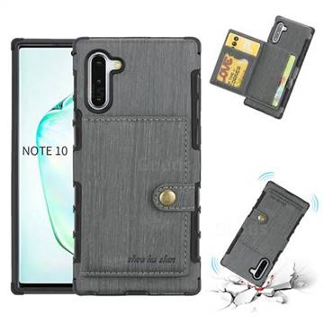 Brush Multi-function Leather Phone Case for Samsung Galaxy Note 10 (6.28 inch) / Note10 5G - Gray