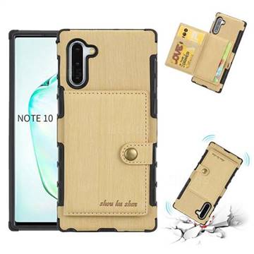 Brush Multi-function Leather Phone Case for Samsung Galaxy Note 10 (6.28 inch) / Note10 5G - Golden