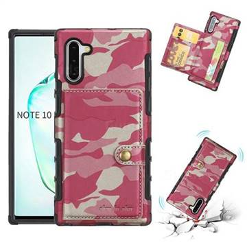 Camouflage Multi-function Leather Phone Case for Samsung Galaxy Note 10 (6.28 inch) / Note10 5G - Rose