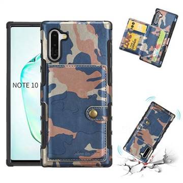 Camouflage Multi-function Leather Phone Case for Samsung Galaxy Note 10 (6.28 inch) / Note10 5G - Blue