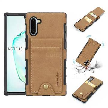 Woven Pattern Multi-function Leather Phone Case for Samsung Galaxy Note 10 (6.28 inch) / Note10 5G - Golden