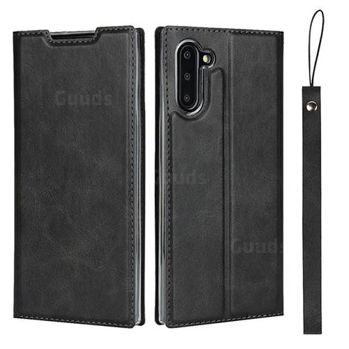Calf Pattern Magnetic Automatic Suction Leather Wallet Case for Samsung Galaxy Note 10 (6.28 inch) / Note10 5G - Black