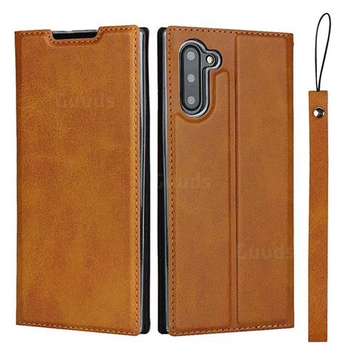 Calf Pattern Magnetic Automatic Suction Leather Wallet Case for Samsung Galaxy Note 10 (6.28 inch) / Note10 5G - Brown