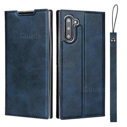 Calf Pattern Magnetic Automatic Suction Leather Wallet Case for Samsung Galaxy Note 10 (6.28 inch) / Note10 5G - Blue
