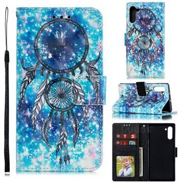 Blue Wind Chime 3D Painted Leather Phone Wallet Case for Samsung Galaxy Note 10 (6.28 inch) / Note10 5G