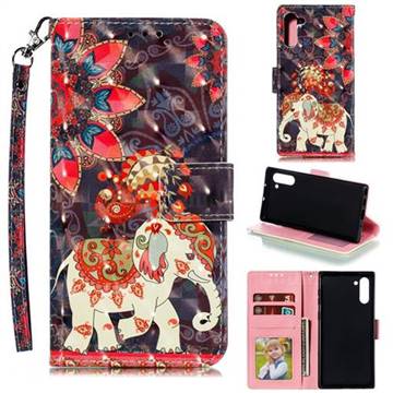 Phoenix Elephant 3D Painted Leather Phone Wallet Case for Samsung Galaxy Note 10 (6.28 inch) / Note10 5G