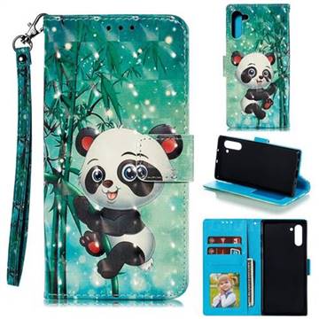 Cute Panda 3D Painted Leather Phone Wallet Case for Samsung Galaxy Note 10 (6.28 inch) / Note10 5G