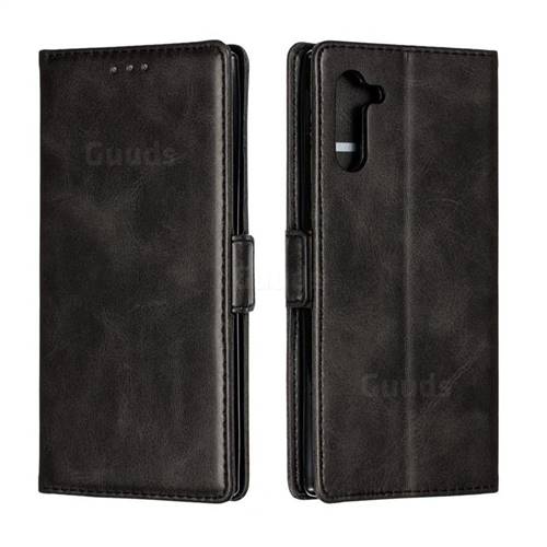 Retro Classic Calf Pattern Leather Wallet Phone Case for Samsung Galaxy Note 10 (6.28 inch) / Note10 5G - Black