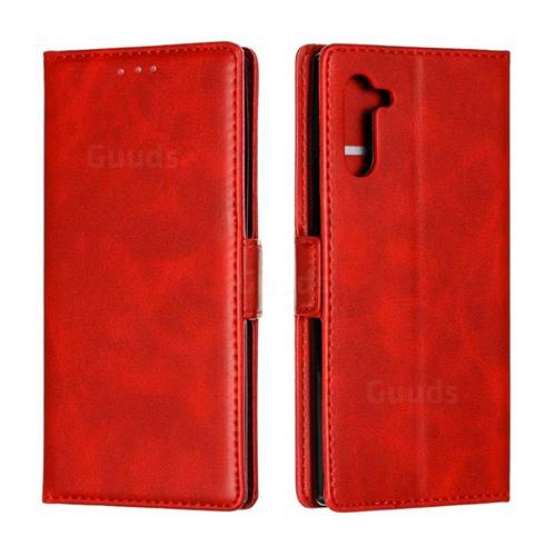 Retro Classic Calf Pattern Leather Wallet Phone Case for Samsung Galaxy Note 10 (6.28 inch) / Note10 5G - Red