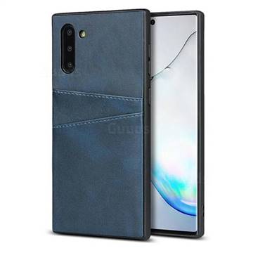 Simple Calf Card Slots Mobile Phone Back Cover for Samsung Galaxy Note 10 (6.28 inch) / Note10 5G - Blue