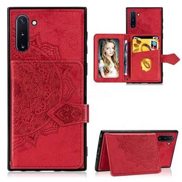 Mandala Flower Cloth Multifunction Stand Card Leather Phone Case for Samsung Galaxy Note 10 (6.28 inch) / Note10 5G - Red