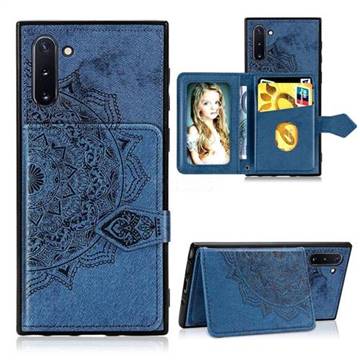 Mandala Flower Cloth Multifunction Stand Card Leather Phone Case for Samsung Galaxy Note 10 (6.28 inch) / Note10 5G - Blue