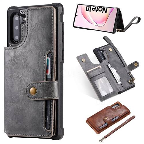 Retro Aristocratic Demeanor Anti-fall Leather Phone Back Cover for Samsung Galaxy Note 10 (6.28 inch) / Note10 5G - Gray