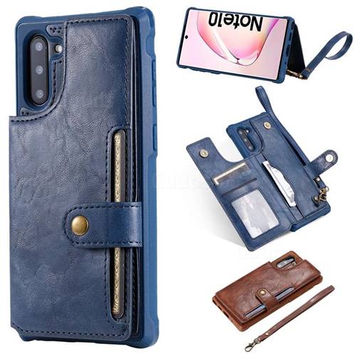 Retro Aristocratic Demeanor Anti-fall Leather Phone Back Cover for Samsung Galaxy Note 10 (6.28 inch) / Note10 5G - Blue
