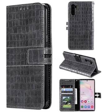 Luxury Crocodile Magnetic Leather Wallet Phone Case for Samsung Galaxy Note 10 (6.28 inch) / Note10 5G - Gray