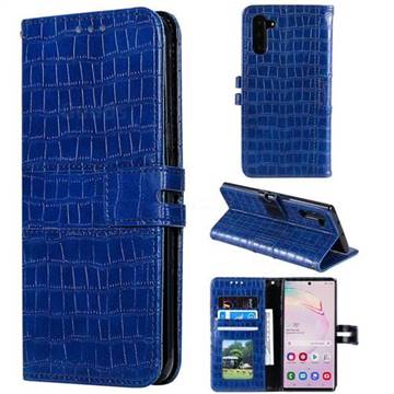Luxury Crocodile Magnetic Leather Wallet Phone Case for Samsung Galaxy Note 10 (6.28 inch) / Note10 5G - Blue
