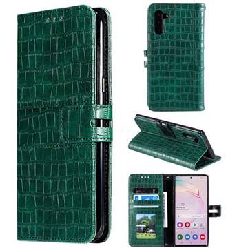 Luxury Crocodile Magnetic Leather Wallet Phone Case for Samsung Galaxy Note 10 (6.28 inch) / Note10 5G - Green
