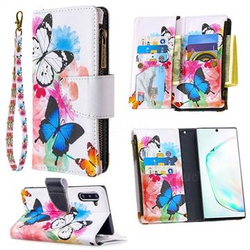 Vivid Flying Butterflies Binfen Color BF03 Retro Zipper Leather Wallet Phone Case for Samsung Galaxy Note 10 (6.28 inch) / Note10 5G