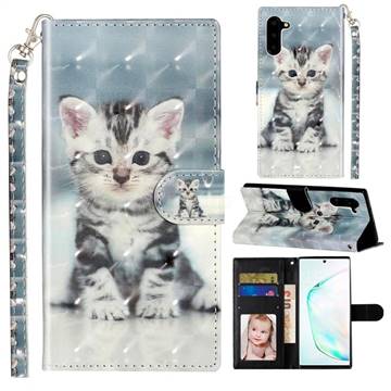 Kitten Cat 3D Leather Phone Holster Wallet Case for Samsung Galaxy Note 10 (6.28 inch) / Note10 5G
