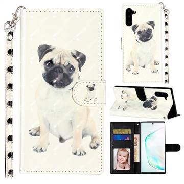 Pug Dog 3D Leather Phone Holster Wallet Case for Samsung Galaxy Note 10 (6.28 inch) / Note10 5G