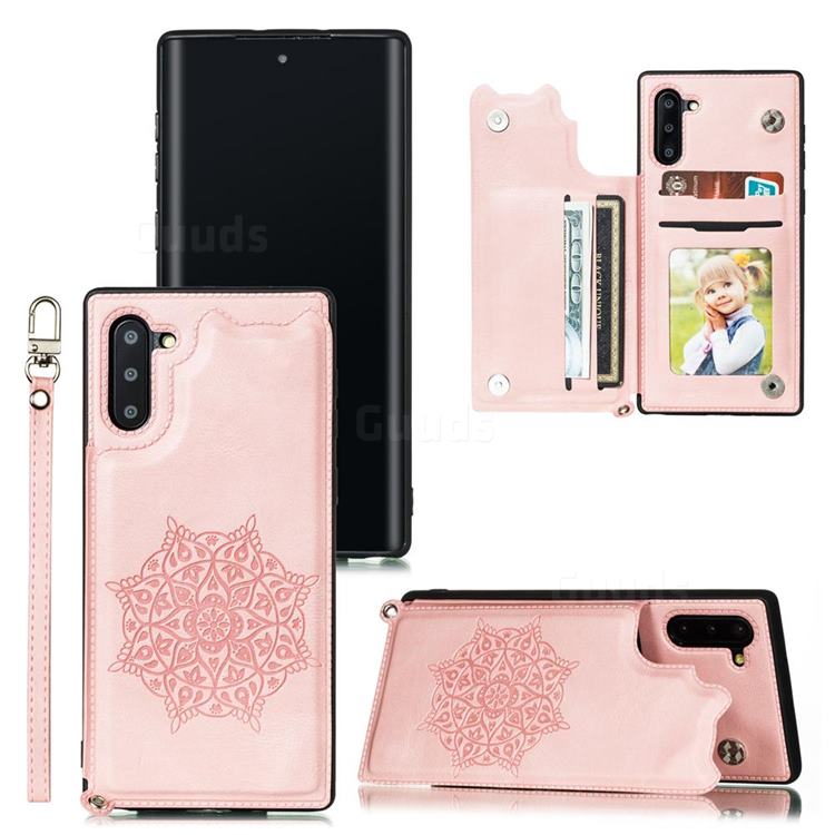 Luxury Mandala Multi-function Magnetic Card Slots Stand Leather Back Cover for Samsung Galaxy Note 10 (6.28 inch) / Note10 5G - Rose Gold