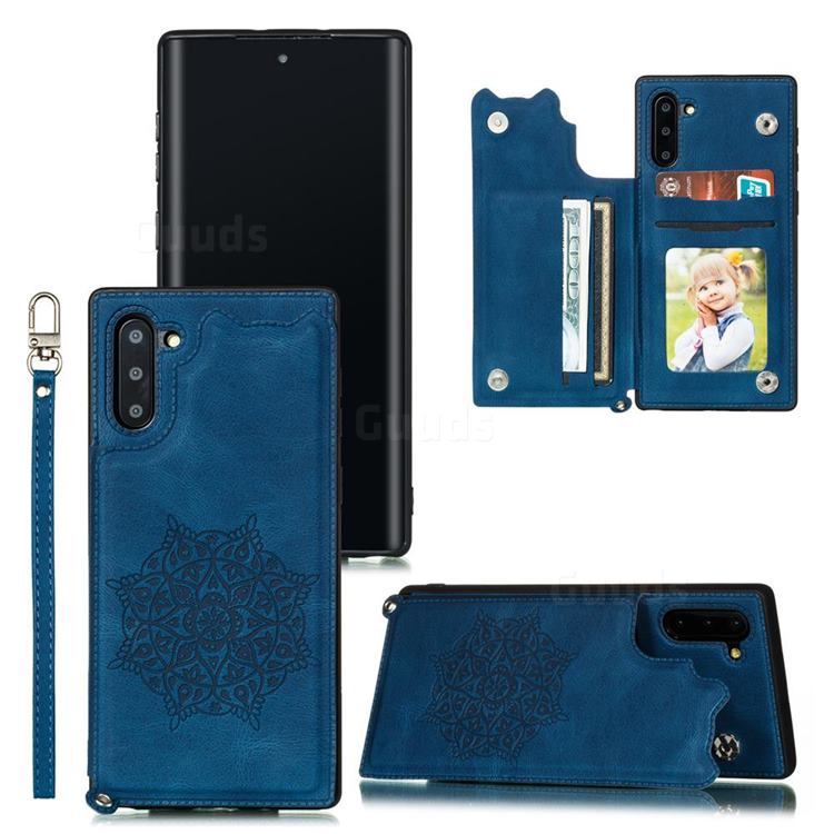 Luxury Mandala Multi-function Magnetic Card Slots Stand Leather Back Cover for Samsung Galaxy Note 10 (6.28 inch) / Note10 5G - Blue