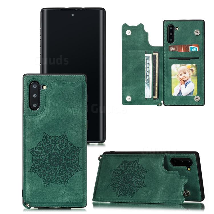 Luxury Mandala Multi-function Magnetic Card Slots Stand Leather Back Cover for Samsung Galaxy Note 10 (6.28 inch) / Note10 5G - Green