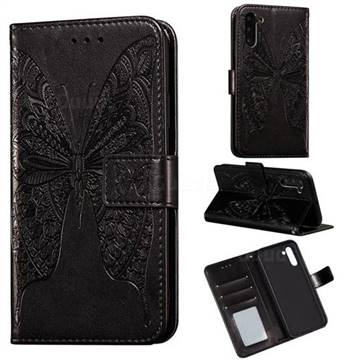 Intricate Embossing Vivid Butterfly Leather Wallet Case for Samsung Galaxy Note 10 (6.28 inch) / Note10 5G - Black