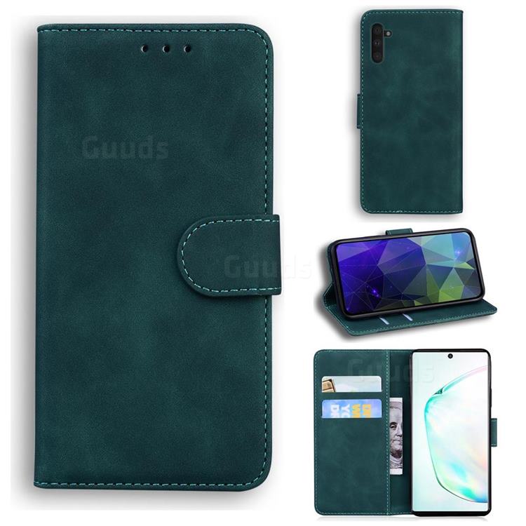 Retro Classic Skin Feel Leather Wallet Phone Case for Samsung Galaxy Note 10 (6.28 inch) / Note10 5G - Green