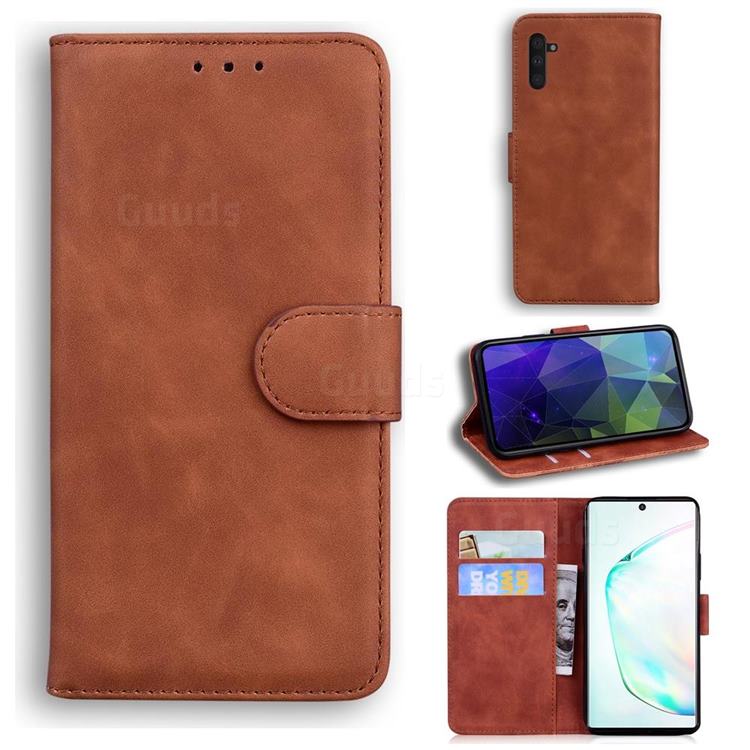 Retro Classic Skin Feel Leather Wallet Phone Case for Samsung Galaxy Note 10 (6.28 inch) / Note10 5G - Brown