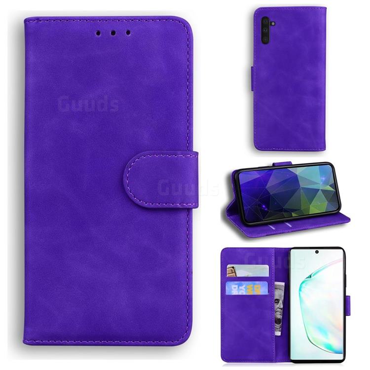 Retro Classic Skin Feel Leather Wallet Phone Case for Samsung Galaxy Note 10 (6.28 inch) / Note10 5G - Purple