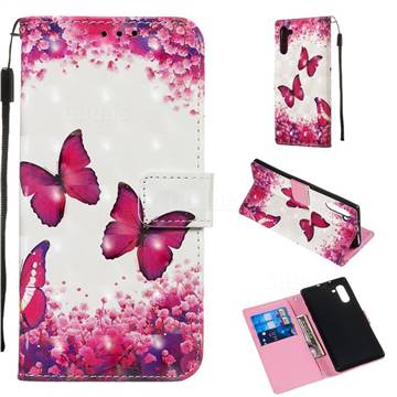 Rose Butterfly 3D Painted Leather Wallet Case for Samsung Galaxy Note 10 (6.28 inch) / Note10 5G