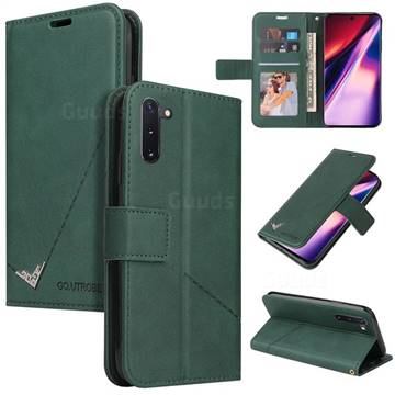 GQ.UTROBE Right Angle Silver Pendant Leather Wallet Phone Case for Samsung Galaxy Note 10 (6.28 inch) / Note10 5G - Green
