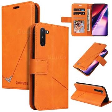 GQ.UTROBE Right Angle Silver Pendant Leather Wallet Phone Case for Samsung Galaxy Note 10 (6.28 inch) / Note10 5G - Orange