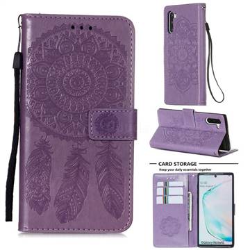 Embossing Dream Catcher Mandala Flower Leather Wallet Case for Samsung Galaxy Note 10 (6.28 inch) / Note10 5G - Purple
