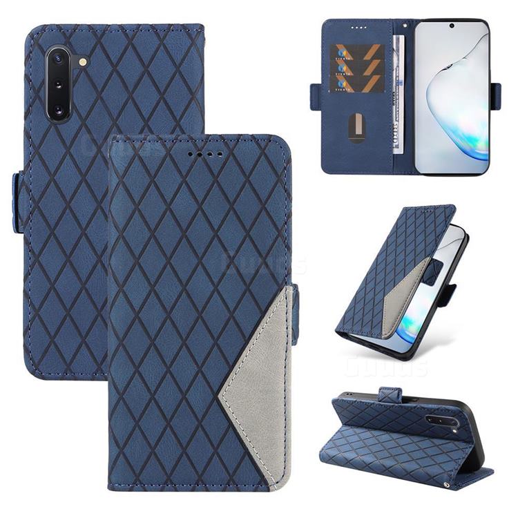Grid Pattern Splicing Protective Wallet Case Cover for Samsung Galaxy Note 10 (6.28 inch) / Note10 5G - Blue