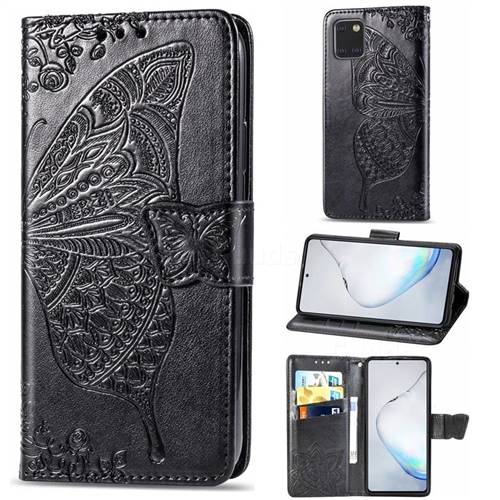 Embossing Mandala Flower Butterfly Leather Wallet Case for Samsung Galaxy Note 10 Lite - Black