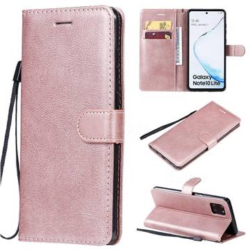 Retro Greek Classic Smooth PU Leather Wallet Phone Case for Samsung Galaxy Note 10 Lite - Rose Gold