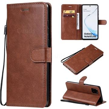 Retro Greek Classic Smooth PU Leather Wallet Phone Case for Samsung Galaxy Note 10 Lite - Brown