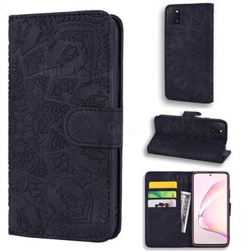 Retro Embossing Mandala Flower Leather Wallet Case for Samsung Galaxy Note 10 Lite - Black