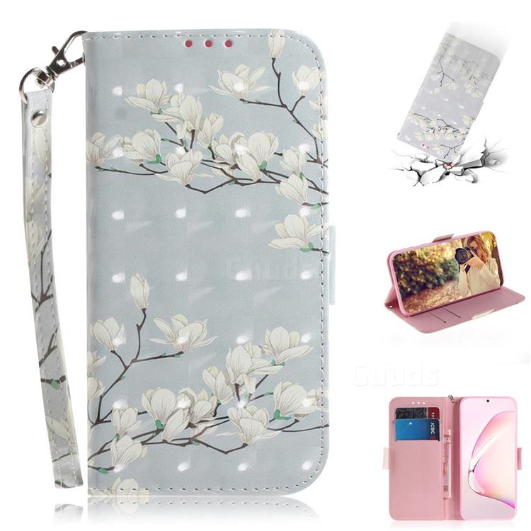Magnolia Flower 3D Painted Leather Wallet Phone Case for Samsung Galaxy Note 10 Lite