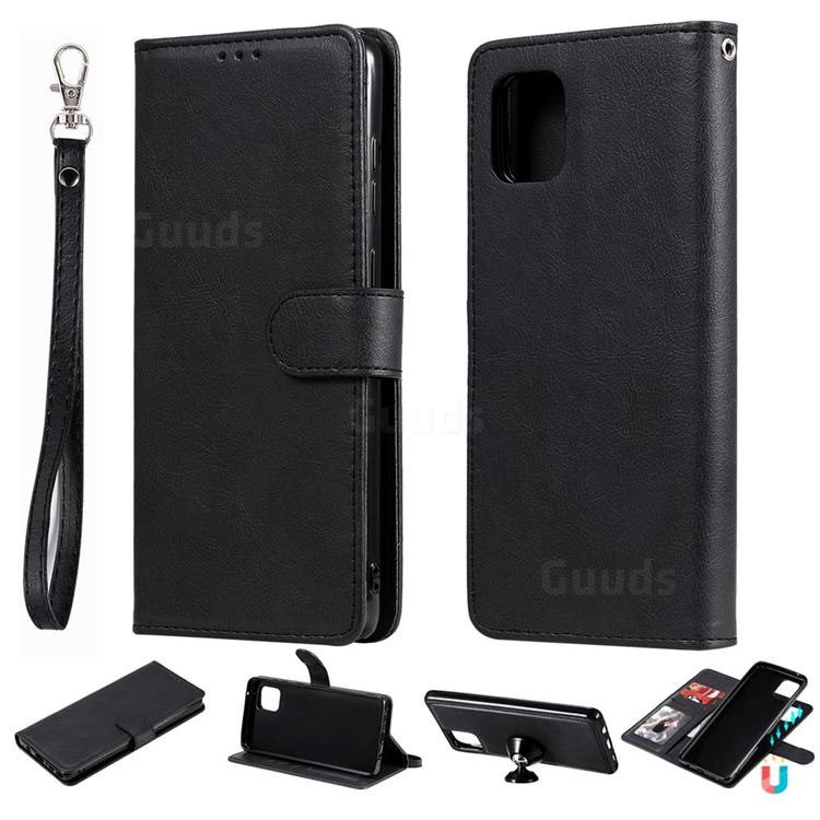 Retro Greek Detachable Magnetic PU Leather Wallet Phone Case for Samsung Galaxy Note 10 Lite - Black