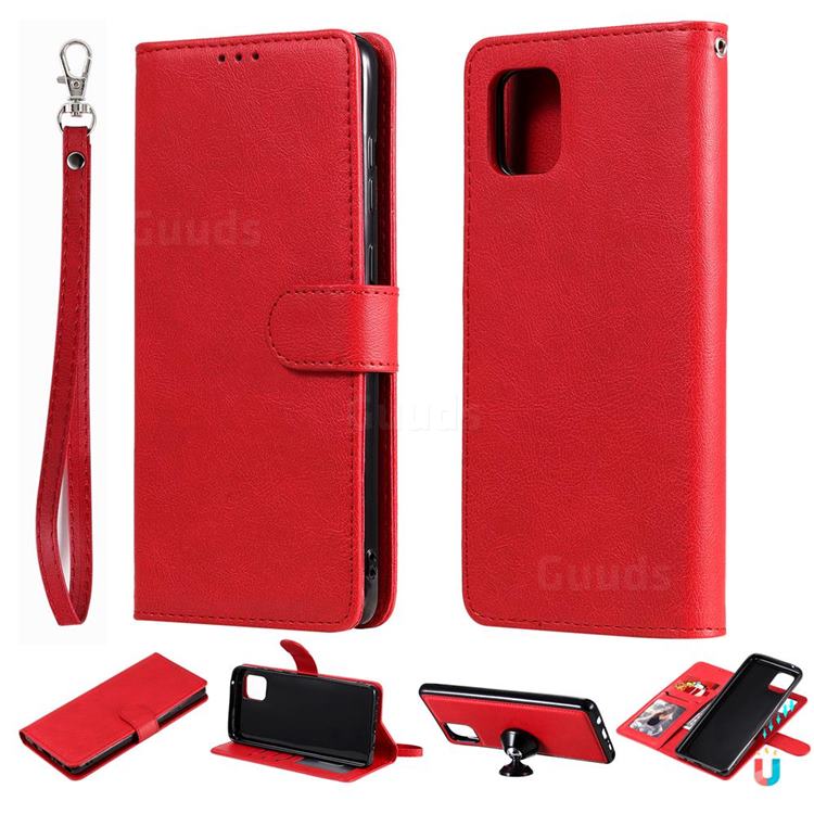 Retro Greek Detachable Magnetic PU Leather Wallet Phone Case for Samsung Galaxy Note 10 Lite - Red